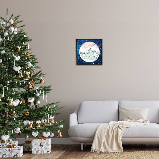 Stupell Industries Ice Skating Christmas Snow Scene Framed Giclee Art